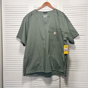 NWT Carhartt Men's Rugged Flex V-Neck Modern Fit Ripstop Shirt Olive Size 2XL